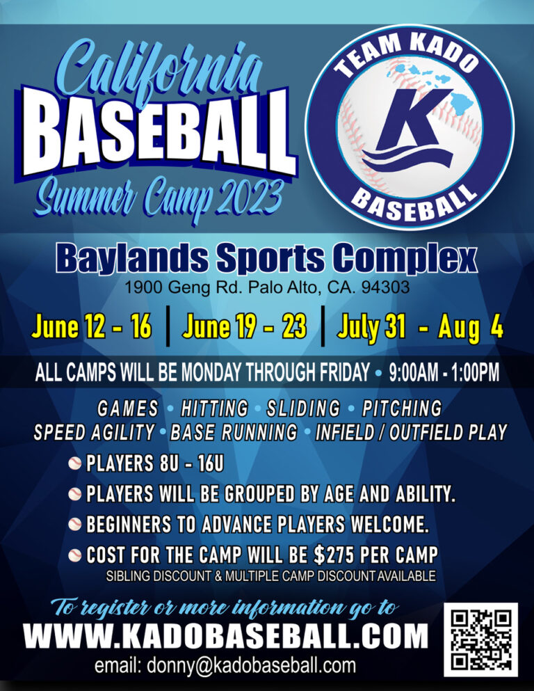 2023 California Summer Camps June, July, August Kado Baseball